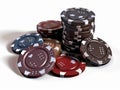 A pile of poker chips on a white background Royalty Free Stock Photo