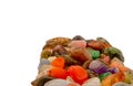 Pile of gemstones on white background. Polished gemstones.