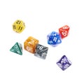 Pile of polyhedral dices isolated Royalty Free Stock Photo