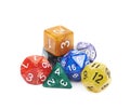 Pile of polyhedral dices isolated Royalty Free Stock Photo