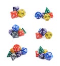 Pile of polyhedral dices isolated Royalty Free Stock Photo