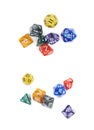 Pile of polyhedral dices isolated Royalty Free Stock Photo