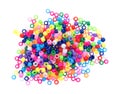 Pile of pony beads on a white background Royalty Free Stock Photo