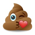 Pile of Poo Kiss Emoji Icon Object Symbol Gradient Vector Art Design Cartoon Isolated Background.