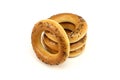Pile of poppy bagels Royalty Free Stock Photo