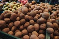 A pile of potatoes at the market place. Royalty Free Stock Photo