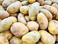 Organic Potatoes in rows in fruit crate. Fresh Potatoes background Royalty Free Stock Photo