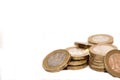 Pile of pounds and euros Royalty Free Stock Photo