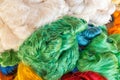Pile of Process Multicolor Raw Silk Thread or Yarn as Pattern Ba