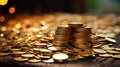 A Pile of Pure Gold Coins The Coins Are Ancient Chinese Gold Coins Focused Foreground Royalty Free Stock Photo