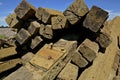 Pile of railroad ties. Royalty Free Stock Photo