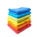 Pile of rainbow colored towels Royalty Free Stock Photo