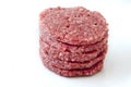 Raw burgers on a white background Royalty Free Stock Photo