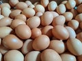 Pile of raw chicken eggs, top view Royalty Free Stock Photo