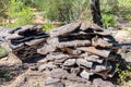 Pile of raw cork newly stripped from tree drying in the sun Royalty Free Stock Photo