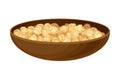 Pile of Raw and Dry Beige Chickpeas Rested in Wooden Bowl Vector Illustration