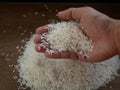 Long grain rice. Cereal, uncooked organic rice Royalty Free Stock Photo