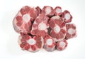 Pile of raw oxtail portions isolated on white background Royalty Free Stock Photo