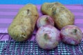 Pile of raw potato and red onion Royalty Free Stock Photo