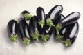 Pile of raw ripe eggplants Royalty Free Stock Photo