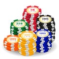 Pile of a real colorful casino chips