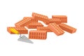 Pile of Red Bricks with Putty Spattle Rested Nearby Vector Illustration Royalty Free Stock Photo