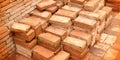 Pile of red clay bricks