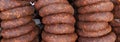 Pile of red iberian chorizo