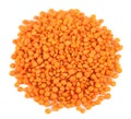 Pile red lentils isolated on white background Royalty Free Stock Photo