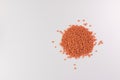 Pile red lentils on white background Royalty Free Stock Photo