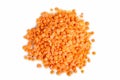 Pile of red lentils on white background. Royalty Free Stock Photo