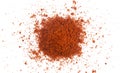 Pile of red paprika powder isolated on white background. Top view Royalty Free Stock Photo