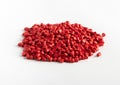 Pile of red plastic granules Royalty Free Stock Photo