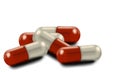 Pile of Red and White Medicine Capsules Royalty Free Stock Photo