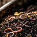 A Pile of Red Wiggler Worms in Dark Soil Royalty Free Stock Photo