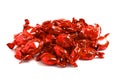 Pile of Red Wrapped Candy Isolated on a White Background Royalty Free Stock Photo