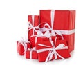 Pile of red wrapped presents