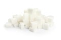 Pile of refined sugar cubes on white background Royalty Free Stock Photo