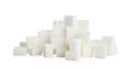 Pile of refined sugar cubes on white background Royalty Free Stock Photo