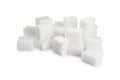 Pile of refined sugar cubes on white background Royalty Free Stock Photo