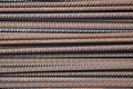 Pile of reinforcing steel bars, known also as rebars, used as construction material in reinforcing concrete or masonry work Royalty Free Stock Photo