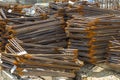 Pile of reinforcing steel rectangular links
