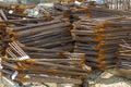 Pile of reinforcing steel rectangular links Royalty Free Stock Photo