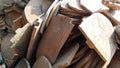 Pile of retired old roof tile in renovation site Royalty Free Stock Photo