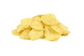 Pile of ribbed potato chips isolated on white background Royalty Free Stock Photo