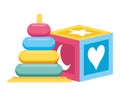 pile rings and block baby toys icons Royalty Free Stock Photo