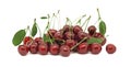 Pile of ripe cherry on white background