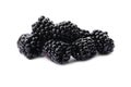 Pile of ripe juicy blackberry on white