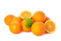 Pile of ripe oranges isolated on white background Royalty Free Stock Photo