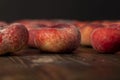 a pile of ripe washed peaches on the table Royalty Free Stock Photo